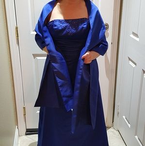 Blue dress with shaw